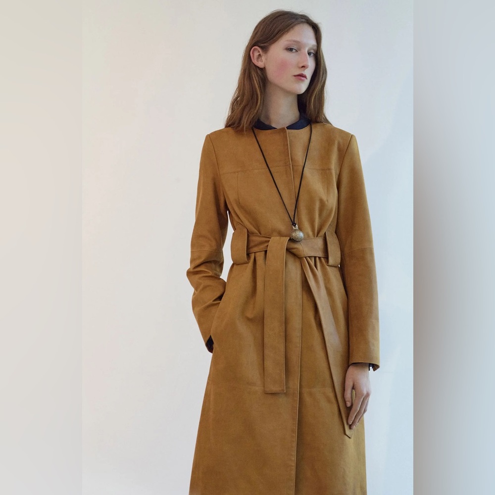 NEW Partow Brushed Calfskin Leather Coat
